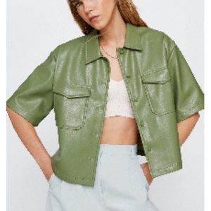 Nasty Gal faux green leather top size 6
